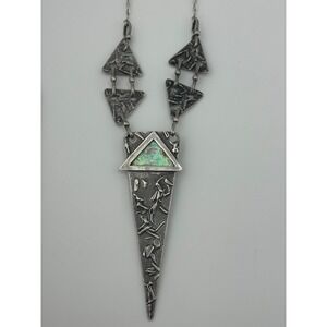 Sterling Silver Roman Glass Modernist Necklace‎ Geometric Triangle Necklace